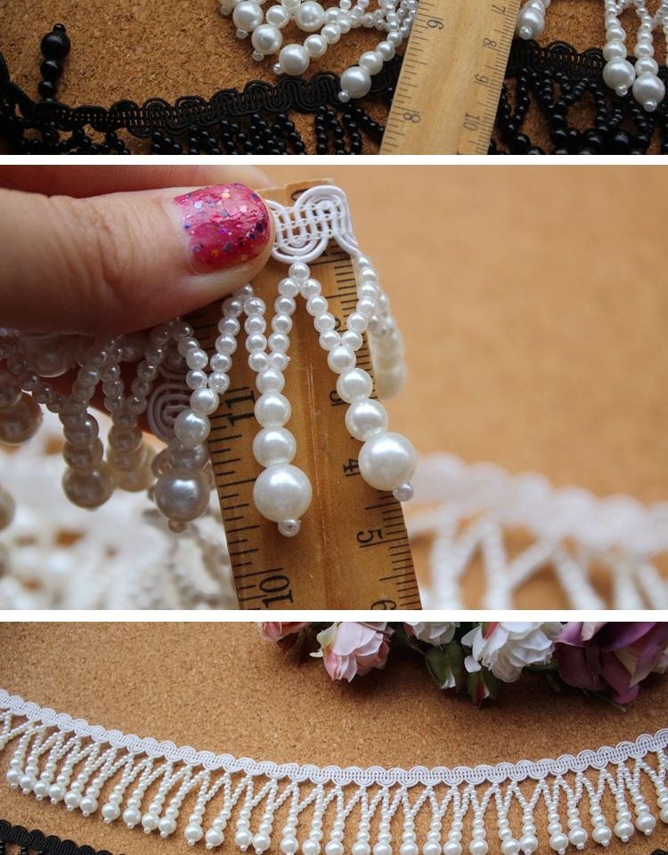 10 yards, larghezza 8 cm, nero, in cotone, nappa, bordatura in pizzo, per cucito, bordatura a frange, nappa, accessori da cucito per costumi, vestiti, tovaglia, decorazione per matrimoni