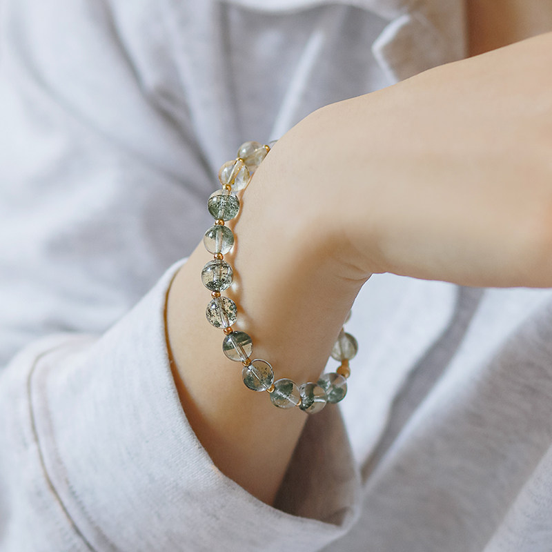 Crystal Handmade Female Original Design Natural Polyppot Green Ghost Blond Crystal Beads String Beads Hand Strings Birthday Gifts