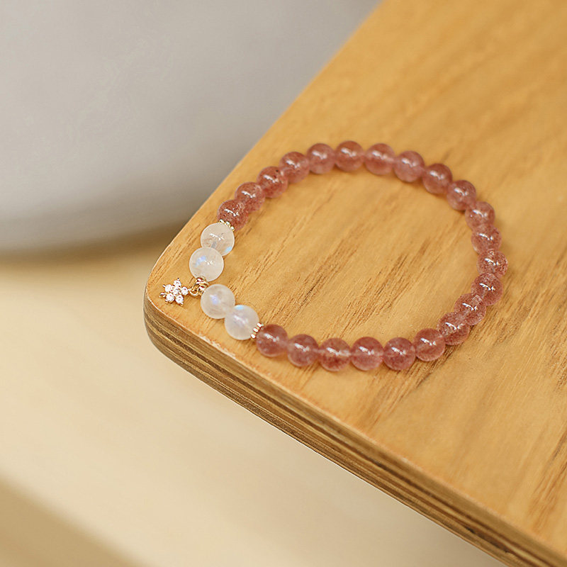 Student Crystal Handmade Female Summer Brief Inlaid Drilling Flowers Natural Original Handmade Blue Moon Photostonegirl Handstring Gift