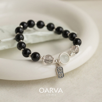 OARVA naturel noir éblouir bracelet en pierre transfert pour la propriété S925 argent liquide à la main texture de gaz extravagant léger et petit crowdsourcing