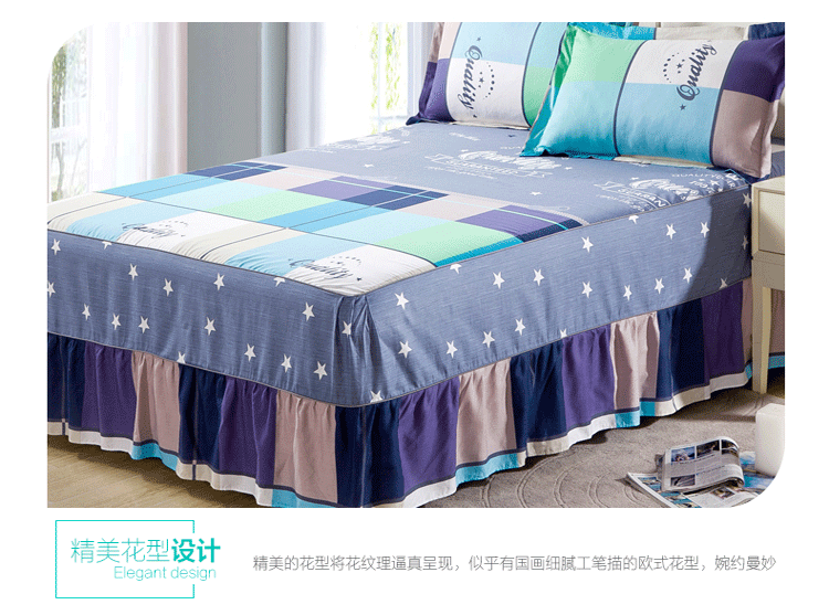 Bông bedspread giường váy ngủ cotton giường bìa vỏ bọc cho một chiếc giường trong một mảnh Li 1.8 / 1.5 / 1.2 m nệm bảo vệ - Váy Petti ga giường viền họa tiết