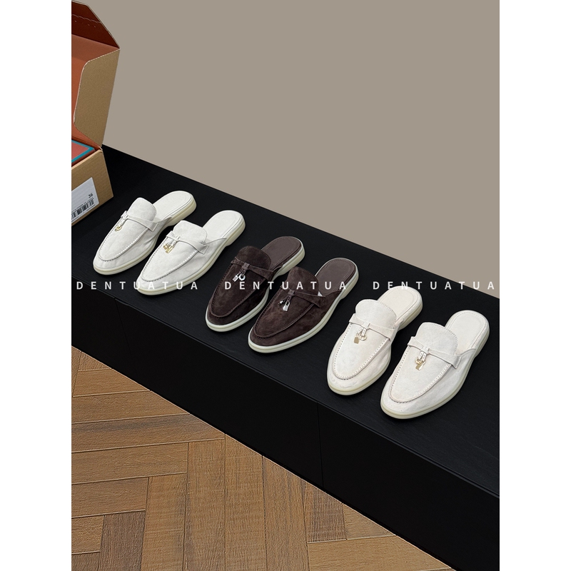 Dentuatua “Free Soul” 26Ss Pendant Old Money Style Closed-Toe Half-Slip Loafer Mules for Women