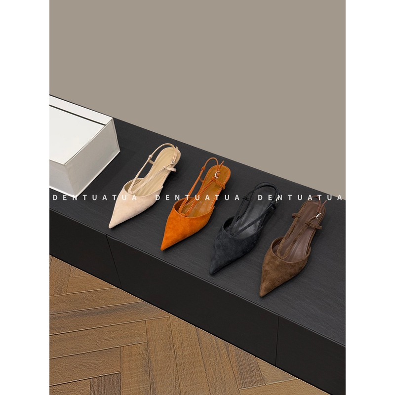 Dentuatua Welded to the Feet! 26Ss Pointed Suede Backless Low-Heeled Closed-Toe Sandals for Women Dentuatua Welded to the Feet! 26Ss Pointed Suede Backless Low-Heeled Closed-Toe Sandals for Women
