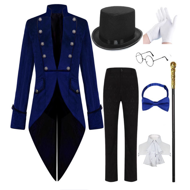 New British Court-Style Velvet Double-Breasted Tuxedo Gentleman's Suit for Magic Show Performance