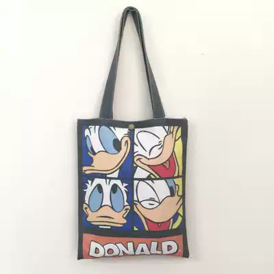 Donald duck solid color one-shoulder women's bag College style Harajuku one-shoulder handbag Canvas environmental protection shopping bag school bag women's bag