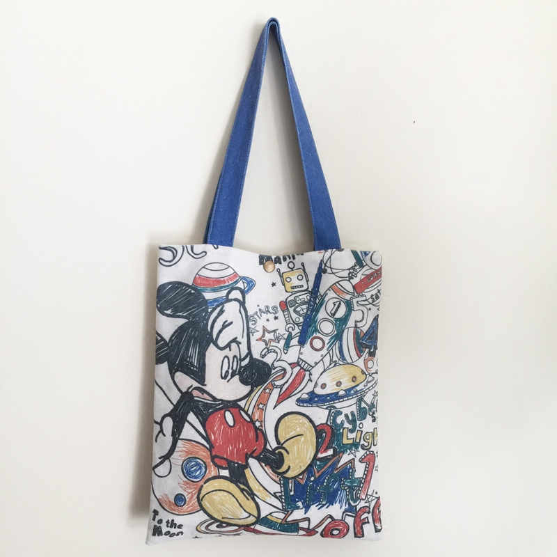totu Mickey Mouse Small Fresh Art Single Shoulder Canvas Bag Female Super Art Environmental Protection Bag Student Cloth Bag
