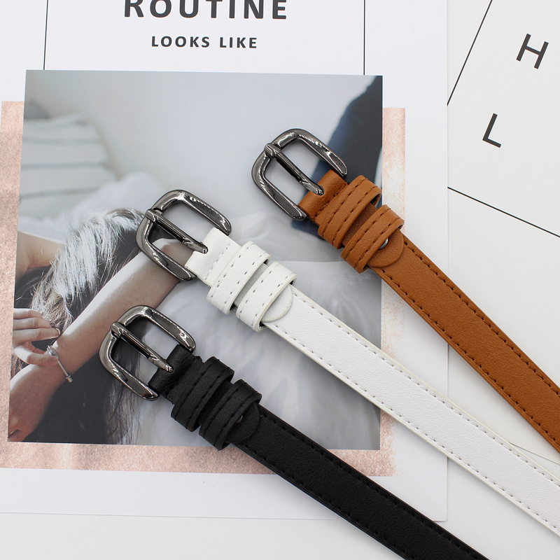 New ladies belt 100 hitch student decoration small strap minimalist casual needle buckle knotted black button pants strap can be changed short