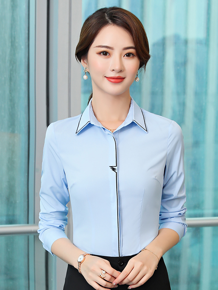 Professional suit female college student interview is being decorated with thin long-sleeved shirt temperament goddess fan work overalls