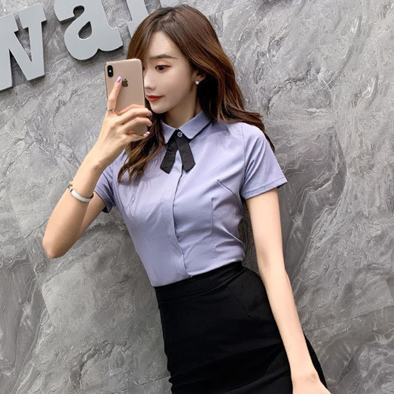 Professional short-sleeved shirt women's hotel front desk overalls jewelry store sales beauty salon tooling uniform suit skirt