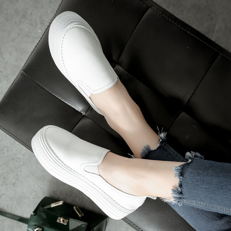 Korean Platform Shoes, Casual White Shoes, Height-Increasing, Slimming, Slip-On Loafers, Single Shoes, Women's Flat Shoes Korean Platform Shoes, Casual White Shoes, Height-Increasing, Slimming, Slip-On Loafers, Single Shoes, Women's Flat Shoes