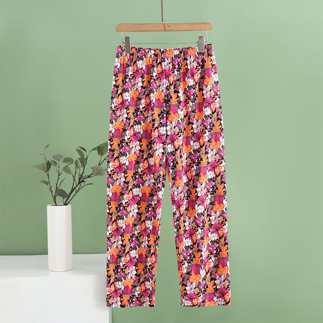 AB underwear ພາກຮຽນ spring ແລະ summer ແມ່ຍິງຝ້າຍບໍລິສຸດ pajamas ພິມບ້ານສະດວກສະບາຍຂອງແມ່ pants trousers ຝ້າຍສາມາດ worn ນອກບ້ານ