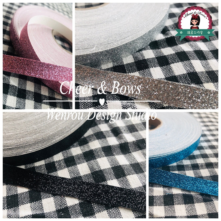 DIY (Cheerleading) head flower knotted decorative material ribbon glitter solid color 10mm