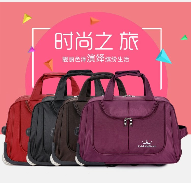 2018 túi xe đẩy mới, hành lý du lịch, kéo, hành lý, khoảng cách ngắn, màu sắc rắn, lên máy bay, gấp, nam và nữ túi du lịch thể thao