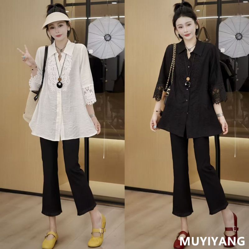 Xiaoji's Unique and Super Pretty Lace Embroidered Shirt for Women, Plus Size, High-End White Stylish Top That Makes You Look Younger
