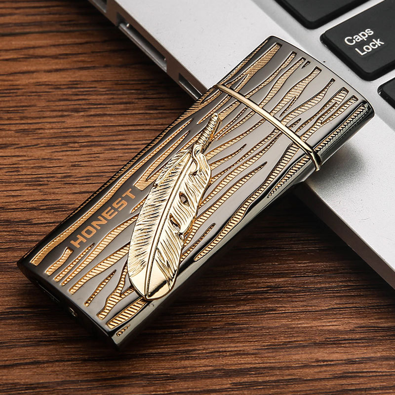 2017 new ultra-thin windproof USB lighter charging personality male send boyfriend Tanabata Valentine's Day birthday gift