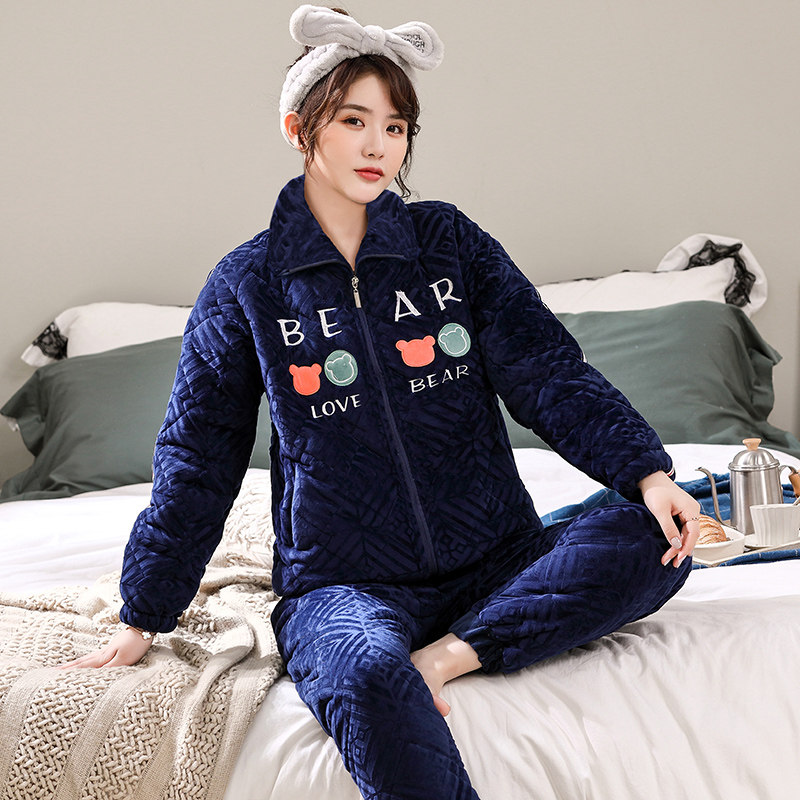 Fat Sub Coral Suede Pyjamas Woman Nip Cotton Winter Youth Special Size Easy to thicken up 180-200-220 kim