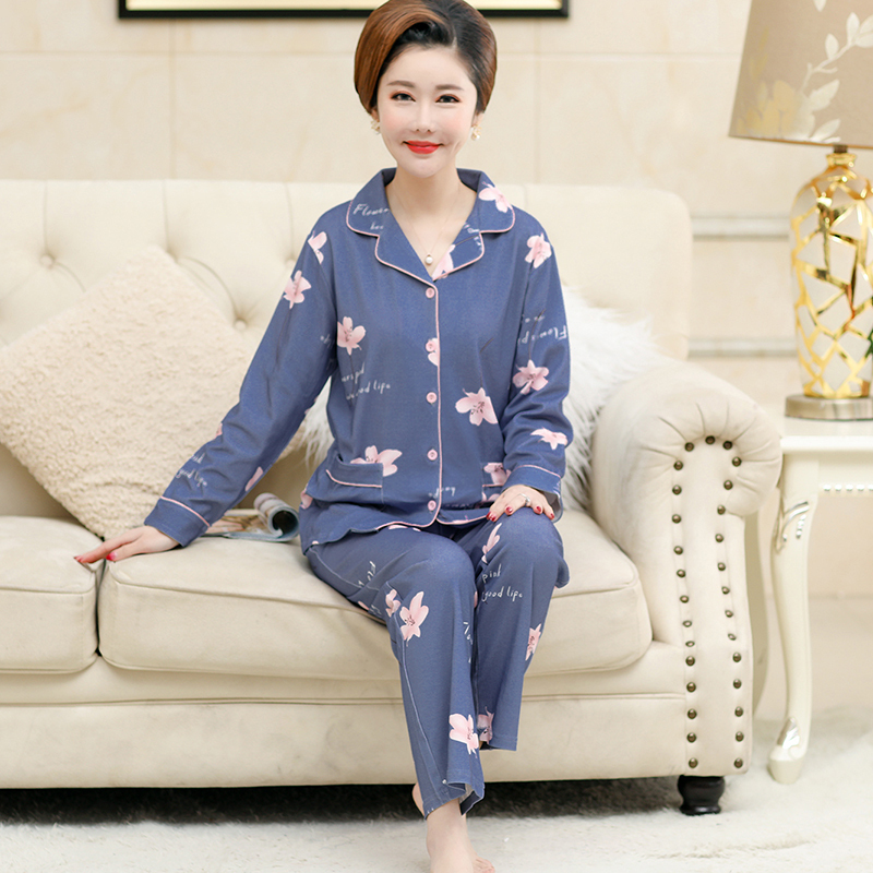 Short Elderly Man's Long-Sleeved Suit, Spring and Autumn Women's Long Pants, Pure Cotton Pajamas, Middle-Aged and Elderly Mother's Luxurious Loungewear Short Elderly Man's Long-Sleeved Suit, Spring and Autumn Women's Long Pants, Pure Cotton Pajamas, Middle-Aged and Elderly Mother's Luxurious Loungewear
