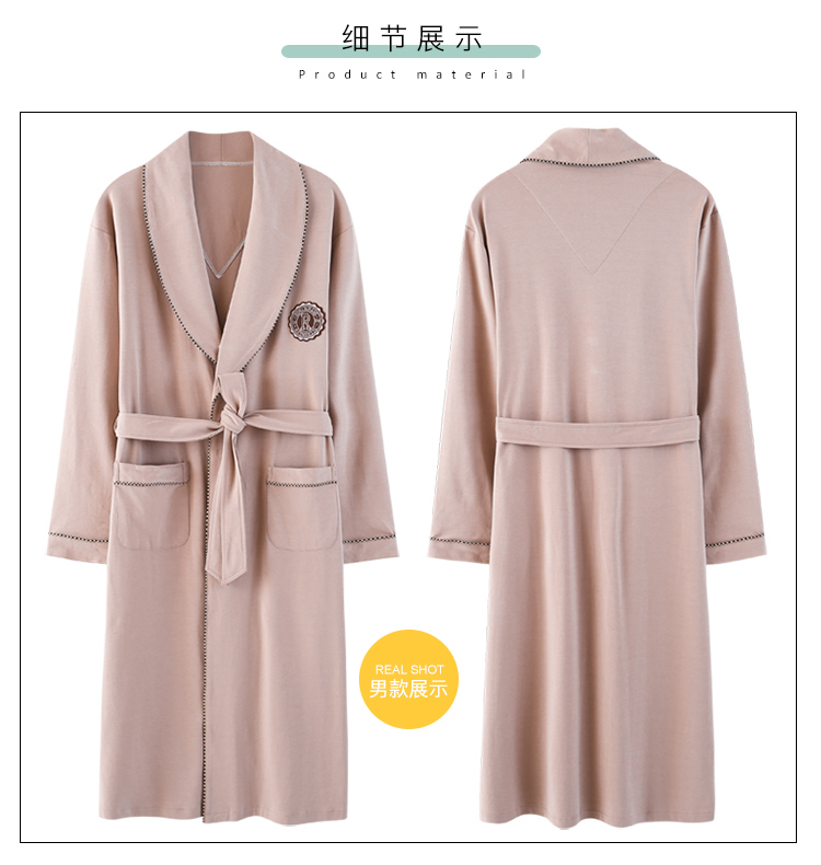 Áo ngủ đôi tối màu mùa xuân và mùa thu nam và nữ áo choàng cotton dài tay áo cotton mỏng cộng với đồ ngủ dài pijama đôi