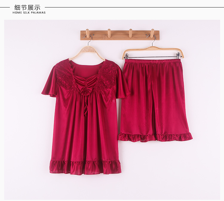 XXXXXL đồ ngủ ngắn tay nữ mùa hè băng lụa gợi cảm phù hợp với mẹ cám dỗ kích thước lớn phụ nữ mang thai dịch vụ tại nhà kiểu đồ bộ