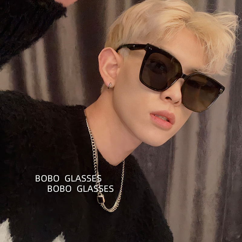 2022 new gm sunglasses men's trendy Korean version anti-UV driving big round face slimming net red sunglasses women