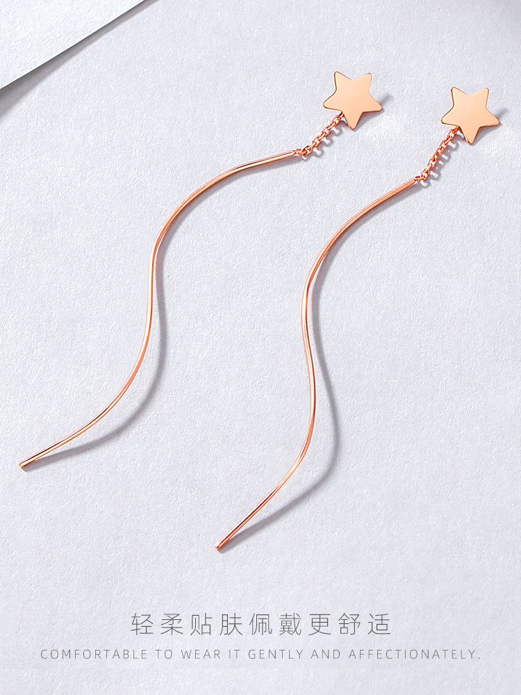 여성을위한 18K 골드 귀 와이어 컬러 골드 귀걸이 다섯개 별 귀걸이 플래티넘 골드 로즈 골드 K 골드 귀걸이 귀걸이 롱 스타일