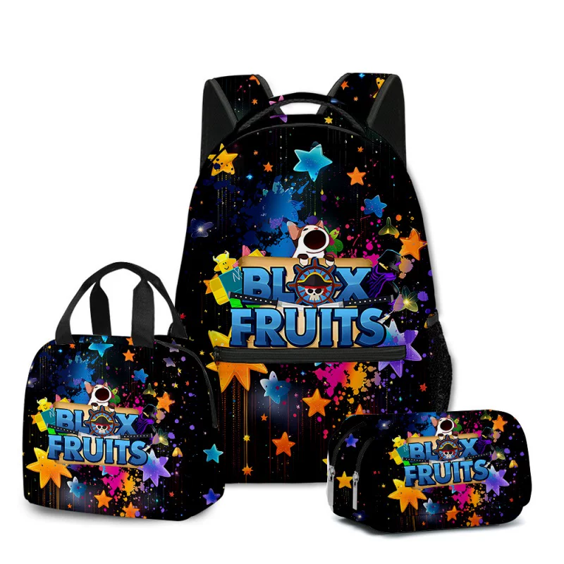 3D новый товар ROBLOX игра BLOX FRUITS школьный рюкзак для учащихся начальной и средней школы сумка для обеда пенал набор из трёх предметов