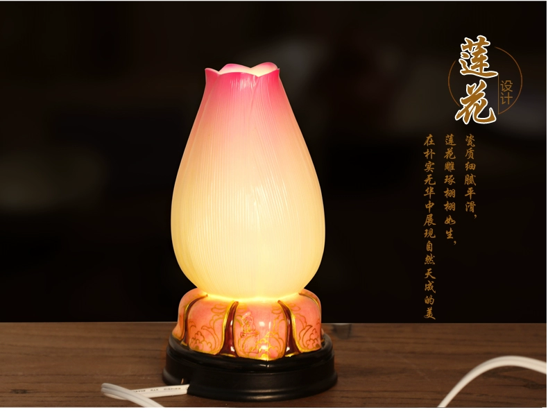 Cung cấp tôn giáo cung cấp gốm sen đèn điện tử dài ánh sáng đèn Phật đầu đèn led Phật cho ánh sáng Phật Phật cho Phật đèn