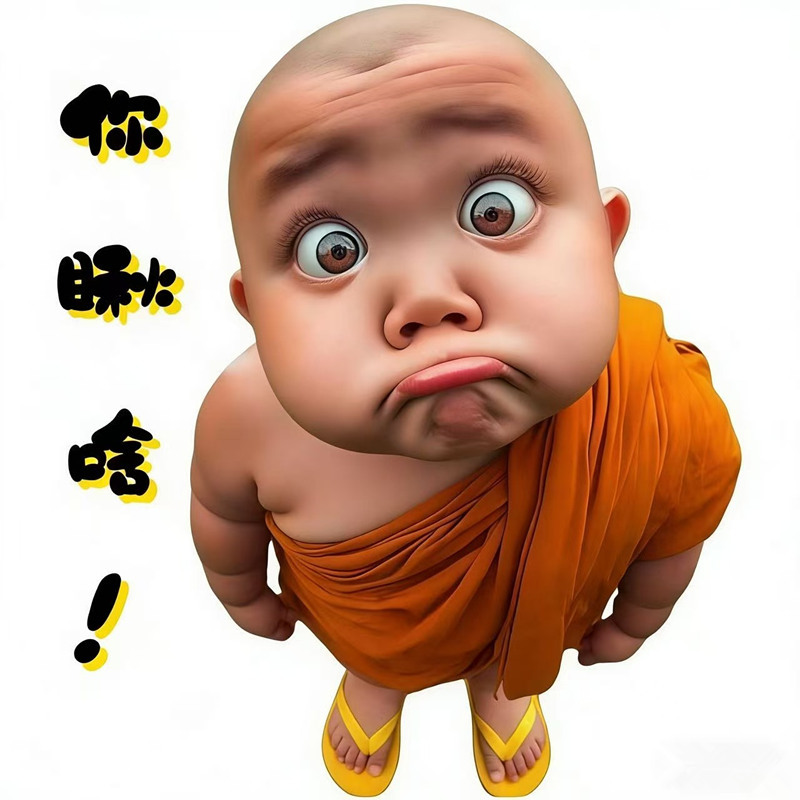 What Are You Looking At? Cartoon Character Car Stickers, Waterproof Body Decoration, Cute and Personalized Creative Stickers, Little Monk Emoji Pack