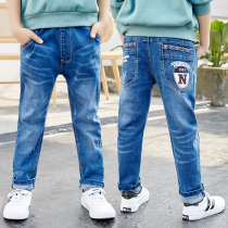 Childrens clothing boys jeans spring and autumn single pants big childrens casual trousers tide 2021 autumn new boy pants