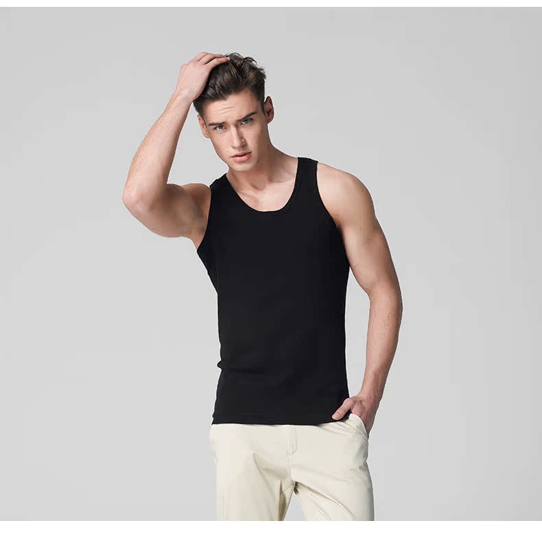 Áo khoác nam nam cực nam cotton mùa hè đồ lót trẻ trung Kiểu mỏng chạm đáy áo trắng 3 mảnh ao 2 day