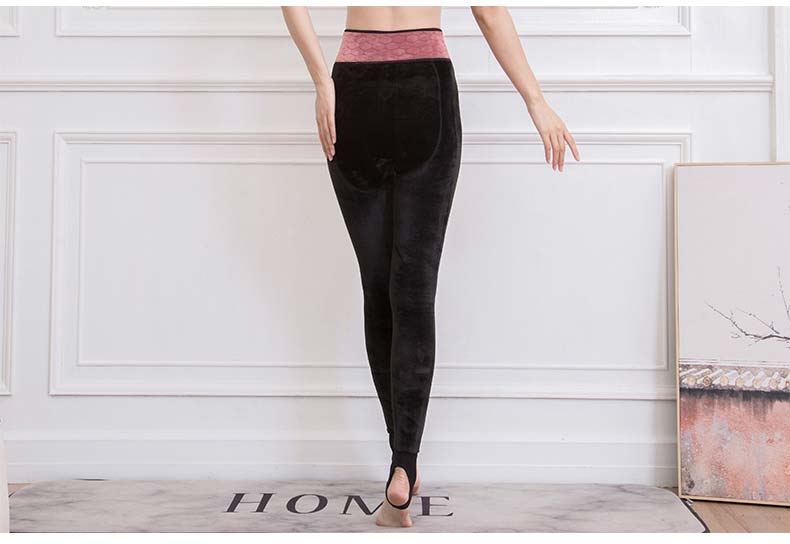 Langsha mùa thu đông và quần legging nữ cộng với nhung dày mỏng bên ngoài mặc quần cạp cao bước chân ấm áp quần đen cỡ lớn quần tất 3d 6s