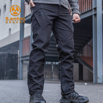 Outdoor soft shell heat reflective stormtrooper pants Mens winter thickened fleece warm windproof ski pants Army fan mountaineering pants