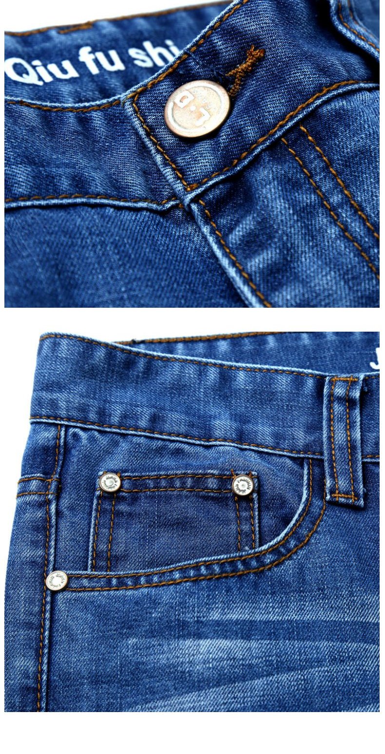 18 mùa thu và mùa đông nam cao eo mới quần jeans ống rộng sừng phiên bản Hàn Quốc của quần denim nam triều denim áo nam đẹp