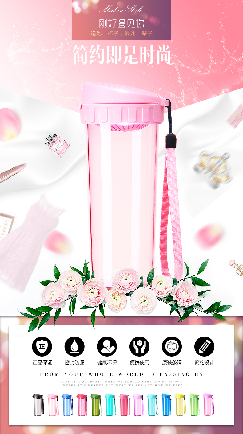 Tupperware Cup Nhựa Cốc Cầm Tay Thể Thao Chai Sinh Viên Đơn Giản Công Suất Lớn Leakproof Tay Cup 500 ml