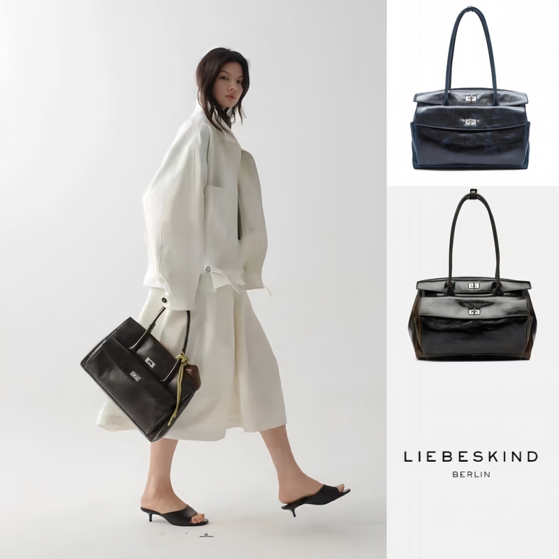 German Genuine Liebeskind Berlin Retro Tote Bag Large Capacity Double Lock Briefcase Shoulder Bag