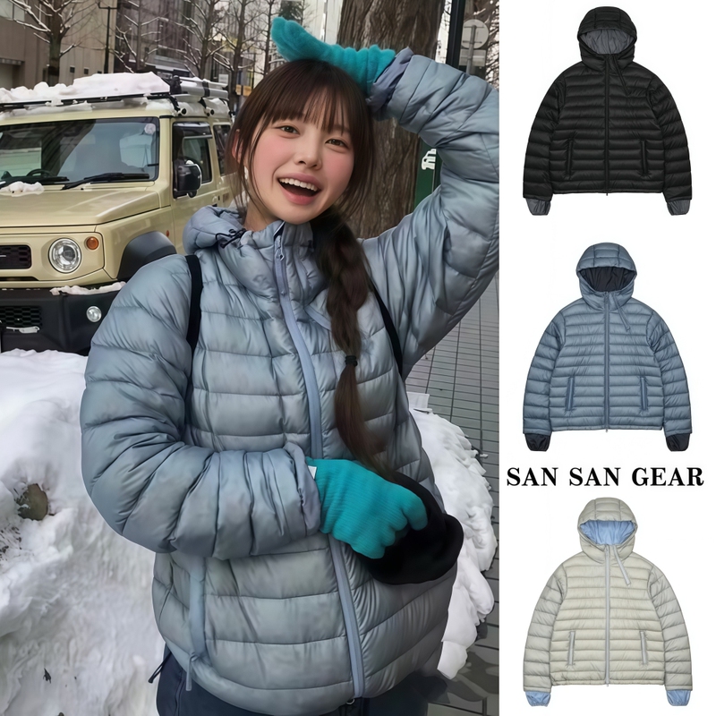 Korean Genuine Sansangear Wu Shiwen Style Warm Tire-Pattern Hooded down Jacket for Men and Women