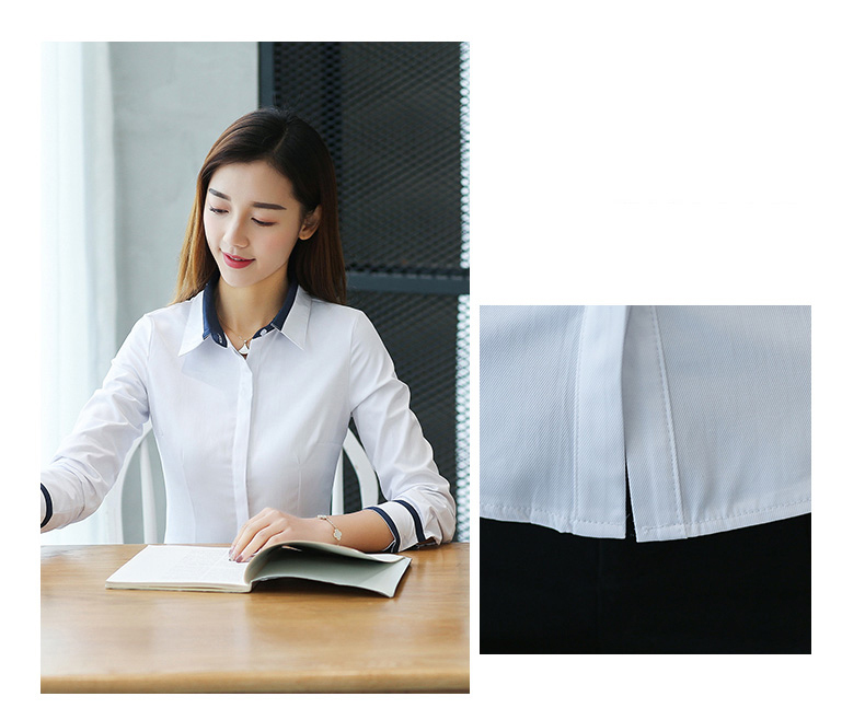 Xuân 2018 mới áo dài tay cotton chuyên dụng dụng cụ áo sơ mi trắng cổ áo Slim phiên bản màu Hàn Quốc mỏng Áo sơ mi trắng nữ form rộng tay dài