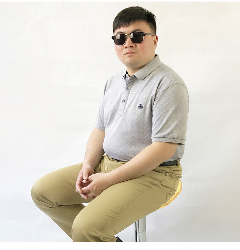Thêm phân bón để tăng nửa tay áo POLO áo sơ mi kích thước lớn chất béo nam ngắn tay đa màu lỏng thêm lớn thường ve áo t-shirt màu rắn áo polo trắng