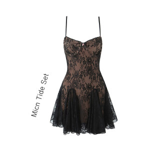 Women's sexy lace sleeveless suspender dress