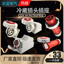IP67 refrigerator industrial plug socket 440V waterproof and dustproof four-core 32A 3h container terminal marine