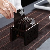 Pickliju solid wood insulation mat creative tea ceremony Cup Tin Flower Ebony ebony cup mat tea set kung fu tea accessories