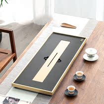  Shiliju natural whole black gold stone tea tray Household Kung Fu tea set Stone storage type drain tea table Tea sea