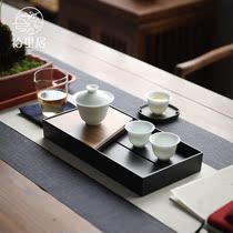 Walnut tea tray household simple portable tea set water storage type small good aluminum alloy dry bubble plate pot tea table