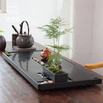  Shiliju natural black gold stone tea tray Household modern minimalist set stone fire stone large tea table Light luxury tea sea