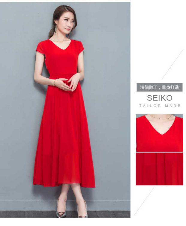 Mùa hè 2018 mới cực rộng kích thước lớn của phụ nữ cộng với chất béo cao mm eo dài đầm voan mỏng váy xếp tầng dài
