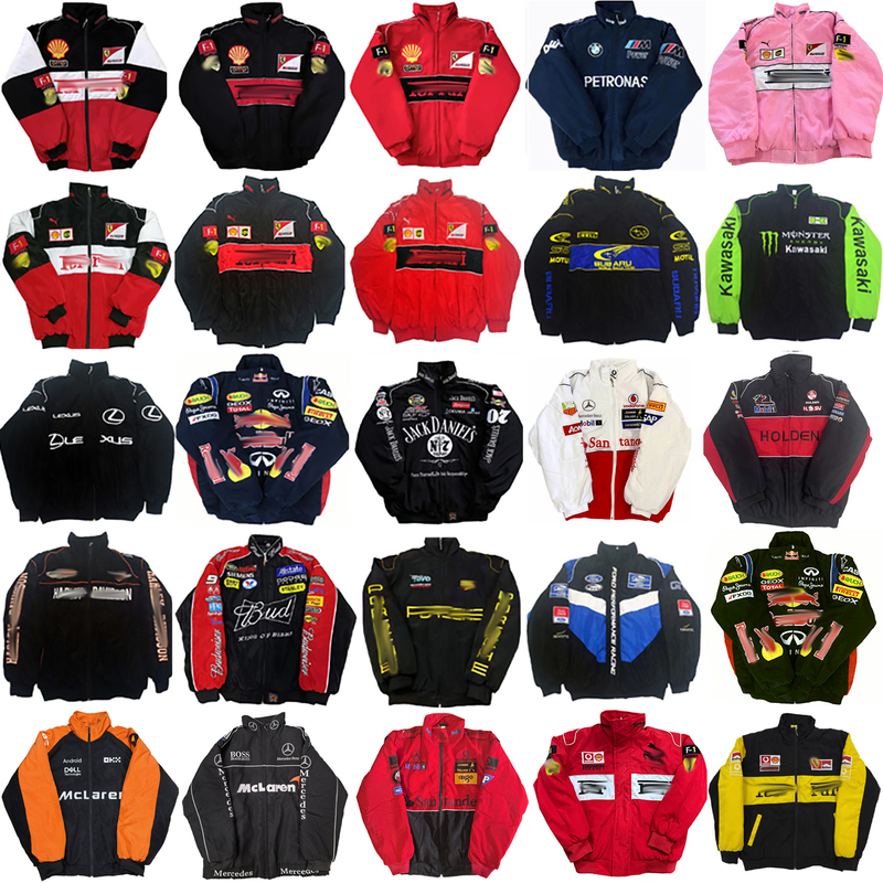 Foreign Trade Embroidered F1 Racing Jacket Autumn and Winter Motorcycle Cotton Clothing American Style Motorcycle Riding Jacket Unisex Retro
