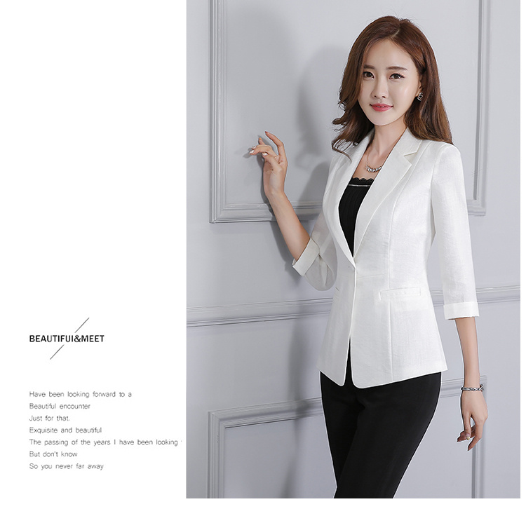 Mùa hè 2017 mới cotton và vải lanh tay áo nhỏ phù hợp với nữ thường mỏng phần một nút bảy tay áo phù hợp áo vest blazer nữ