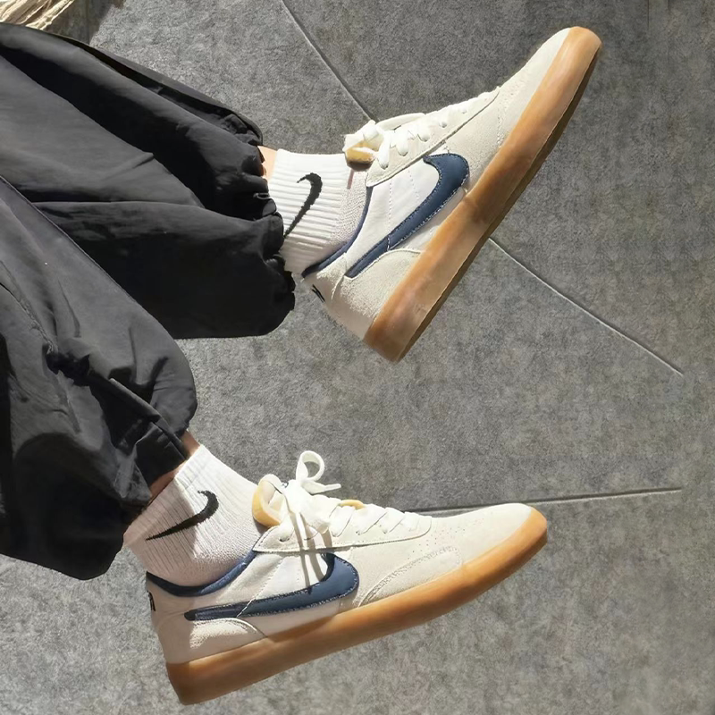 Nike/Nike Sb Heritage Vulc Off-White and Blue Low-Top Retro Men's Sneakers Cd5010-102