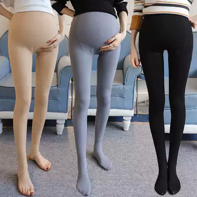 Pregnant women pants plus velvet pants stockings pantyhose belly colored stockings women autumn and winter light leg artifact jumpsuit pants