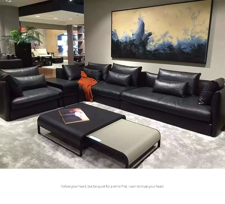 sofa da lớp đầu tiên của nội thất da phòng khách, sofa da De Mi Rui Chí Chí BOB nhà ánh sáng sang trọng sofa tối giản - Ghế sô pha bộ ghế sofa phòng khách